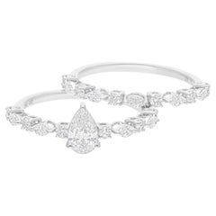 Juego de 2 anillos de oro blanco de 18 quilates con diamante natural de color HI y claridad SI certificada