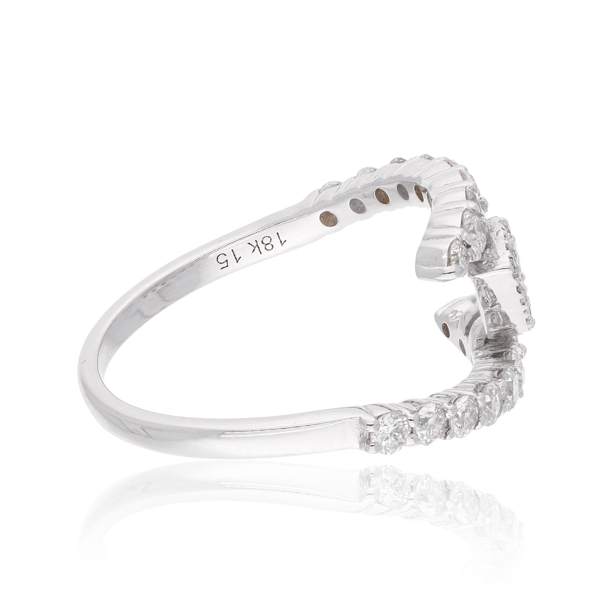 Im Angebot: Zertifiziert SI/H 0.86Ct Diamant Cluster Hochzeit Bypass Ring Geschenk 14k Weißgold () 5