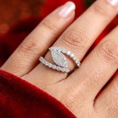 Certified SI/H 0.86Ct Diamond Cluster Wedding Ring 18 Karat White Gold