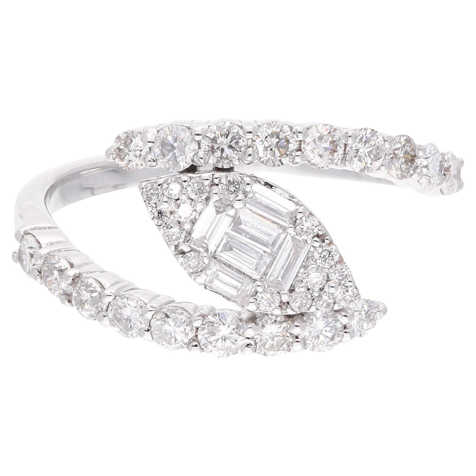 For Sale:  Certified SI/H 0.86Ct Diamond Cluster Wedding Ring 18 Karat White Gold