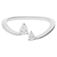 Certified SI/H Dainty Diamond Two Stone Promise Ring 18 Karat White Gold