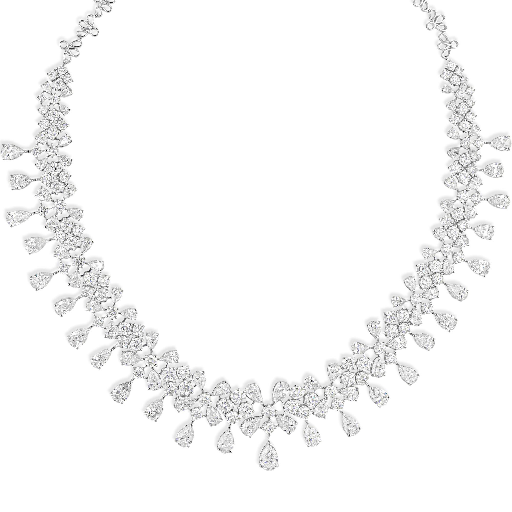 Collana da sposa con diamante certificato SI/H da 50,46 carati in oro bianco 14 carati In condizioni Nuovo in vendita a Diera, Dubai