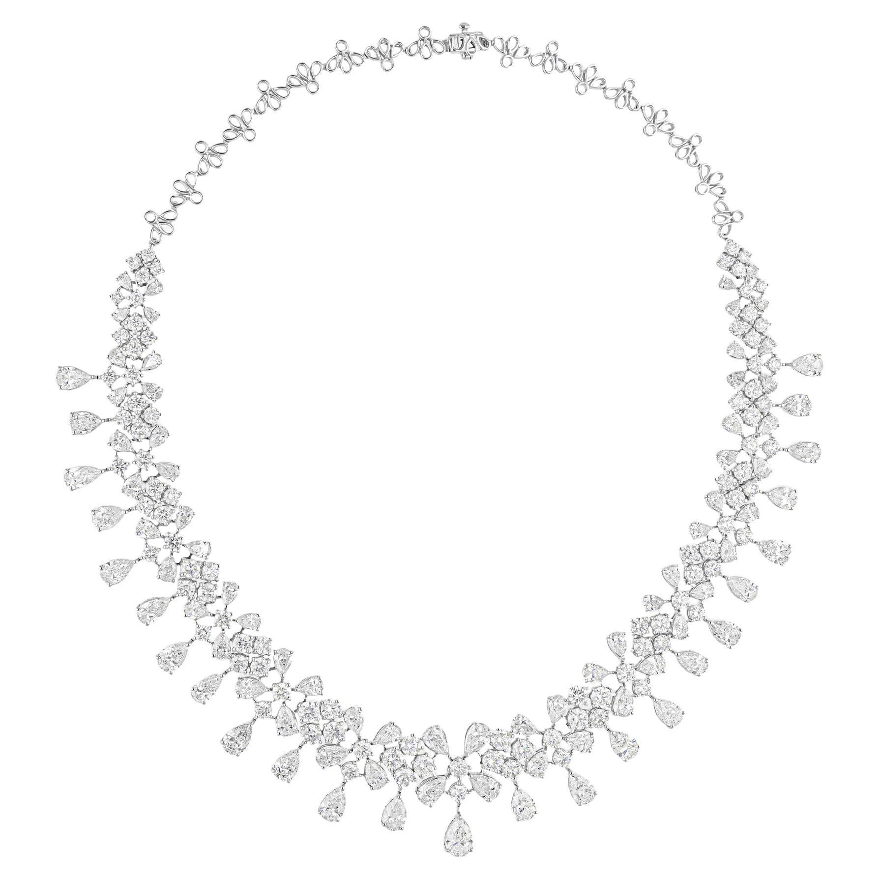 Collana da sposa con diamante certificato SI/H da 50,46 carati in oro bianco 14 carati