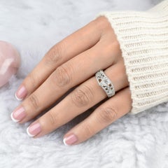 Certified SI/H Diamond Cluster 14 Karat White Gold Engagement Band Ring