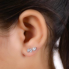 Certified SI/H Diamond Cluster Stud Earrings 18 Karat White Gold