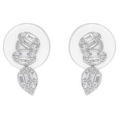 Certified SI/H Diamond Cluster Stud Earrings 18 Karat White Gold