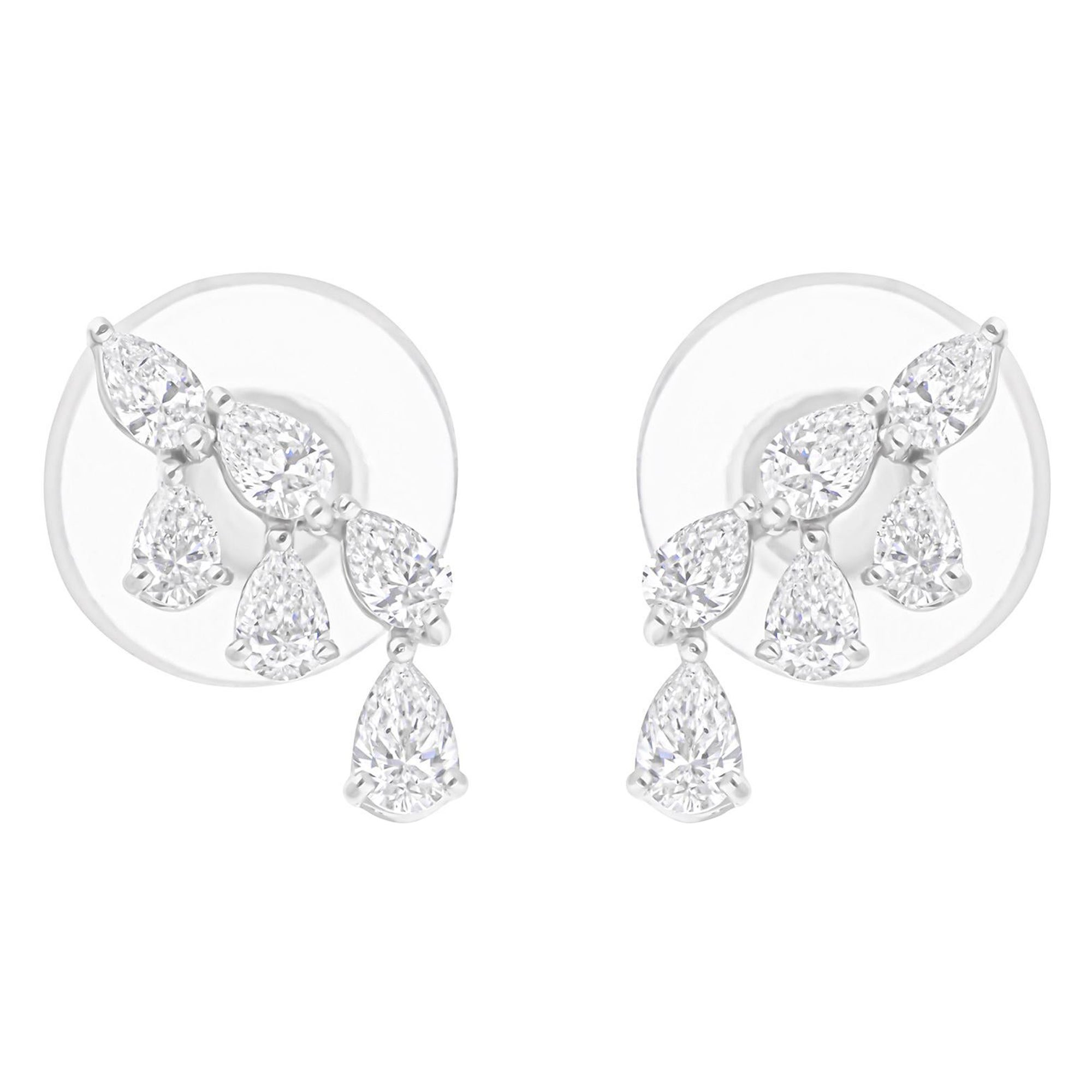 Orecchini con diamante certificato SI/H Dainty in oro bianco 14K Tutte le tariffe pagate