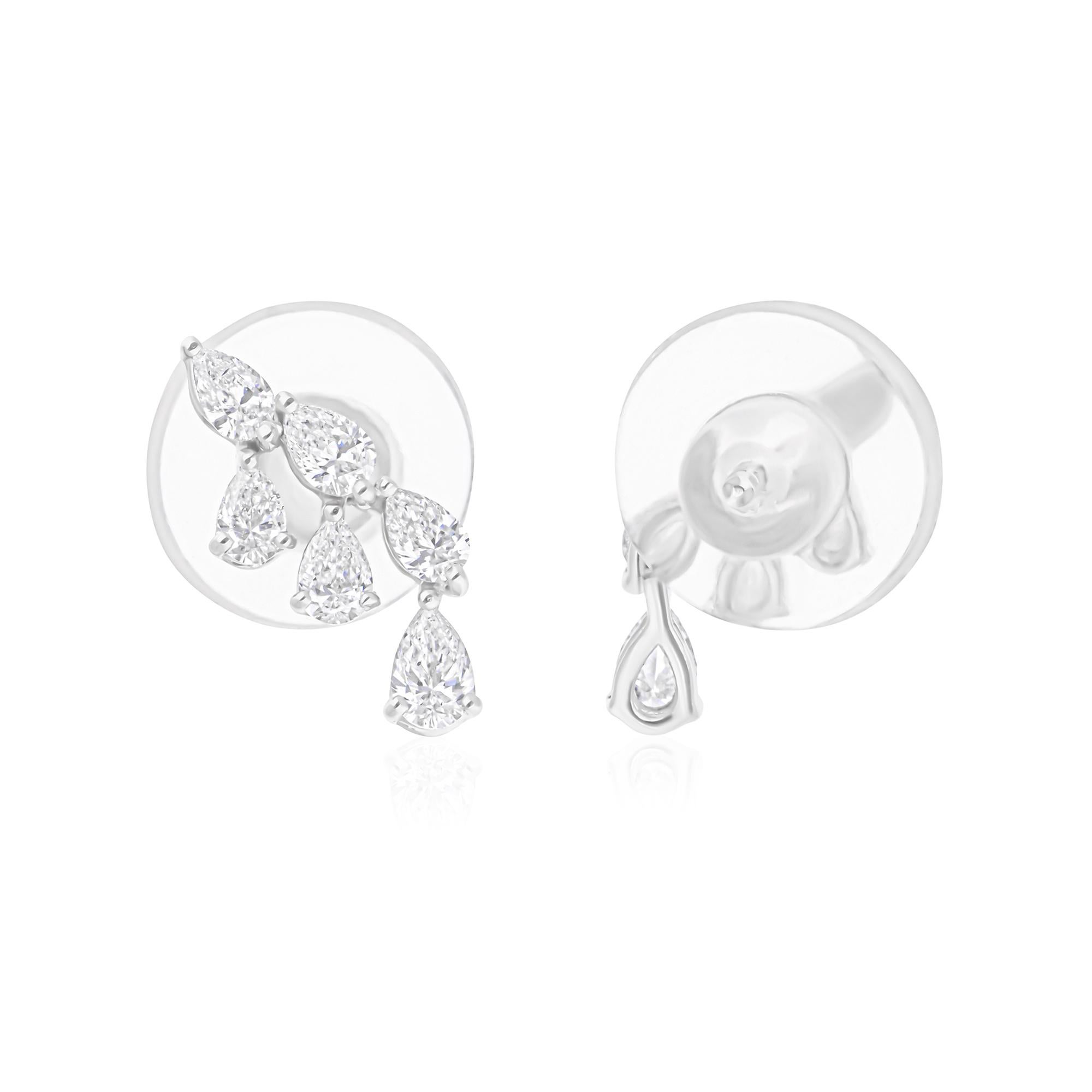 Taglio a goccia Orecchini con diamante certificato SI/H Dainty in oro bianco 18 carati Tutte le tariffe pagate in vendita