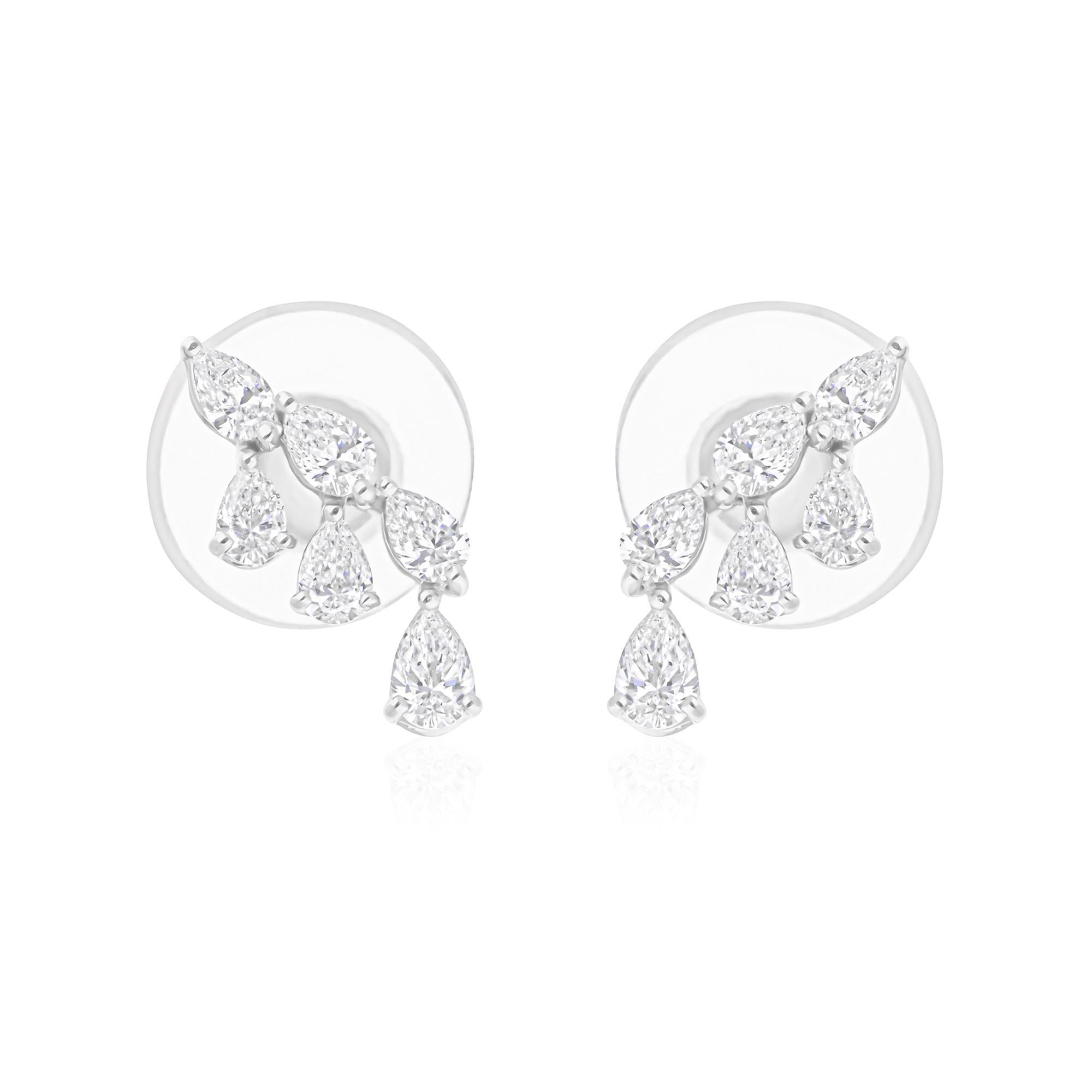 Orecchini con diamante certificato SI/H Dainty in oro bianco 18 carati Tutte le tariffe pagate