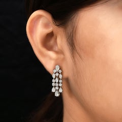 Certified SI/H Diamond Three Tier Drop Earrings 14k White Gold All Tariffs Paid