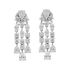 Certified SI/H Diamond Three Tier Drop Earrings 14k White Gold All Tariffs Paid