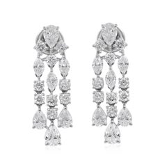 Certified SI/H Diamond Three Tier Drop Earrings 18k White Gold All Tariffs Paid