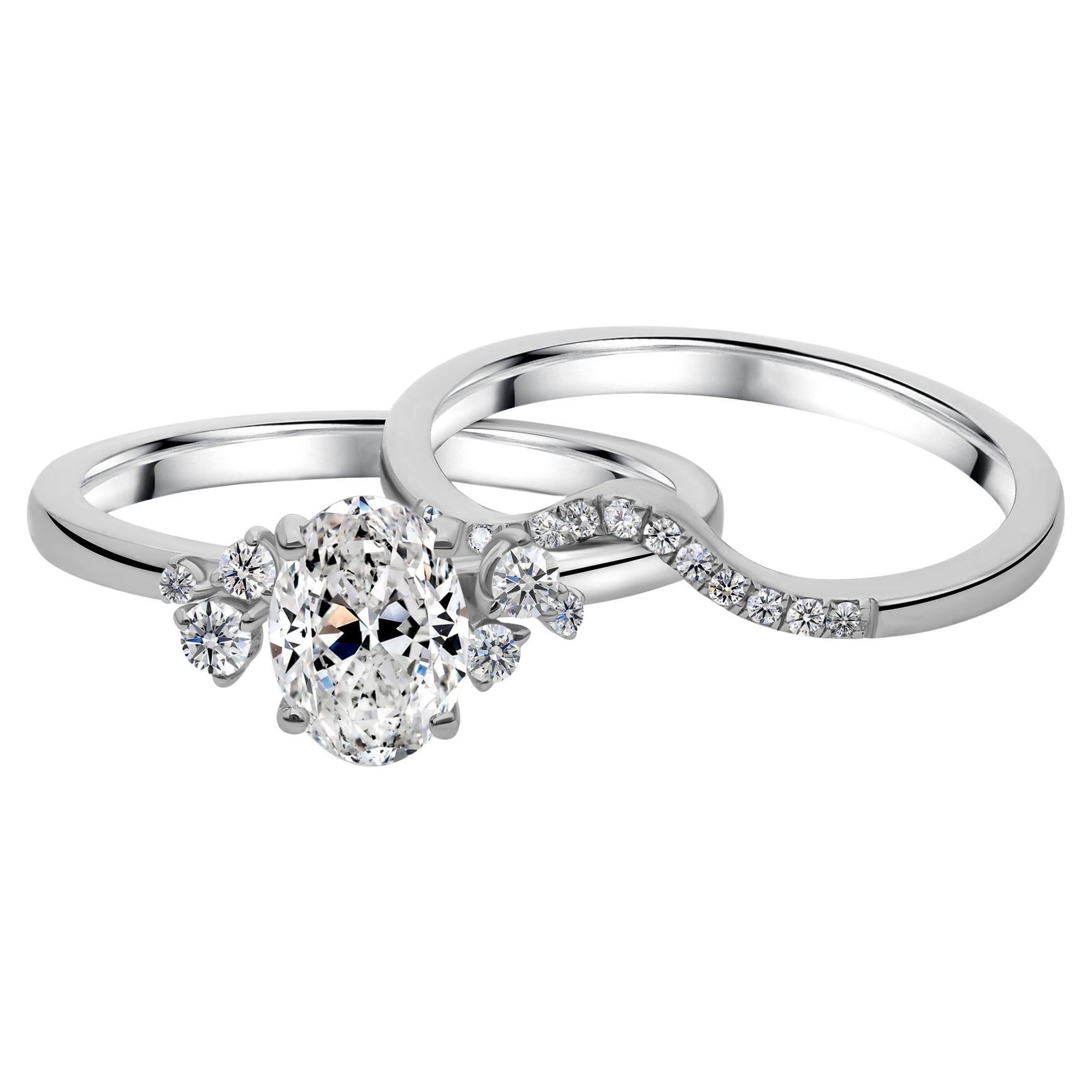 Im Angebot: Zertifizierter SI/H Diamant Ehering 2er Set 18k Weißgold Feiner Schmuck Geschenk ()