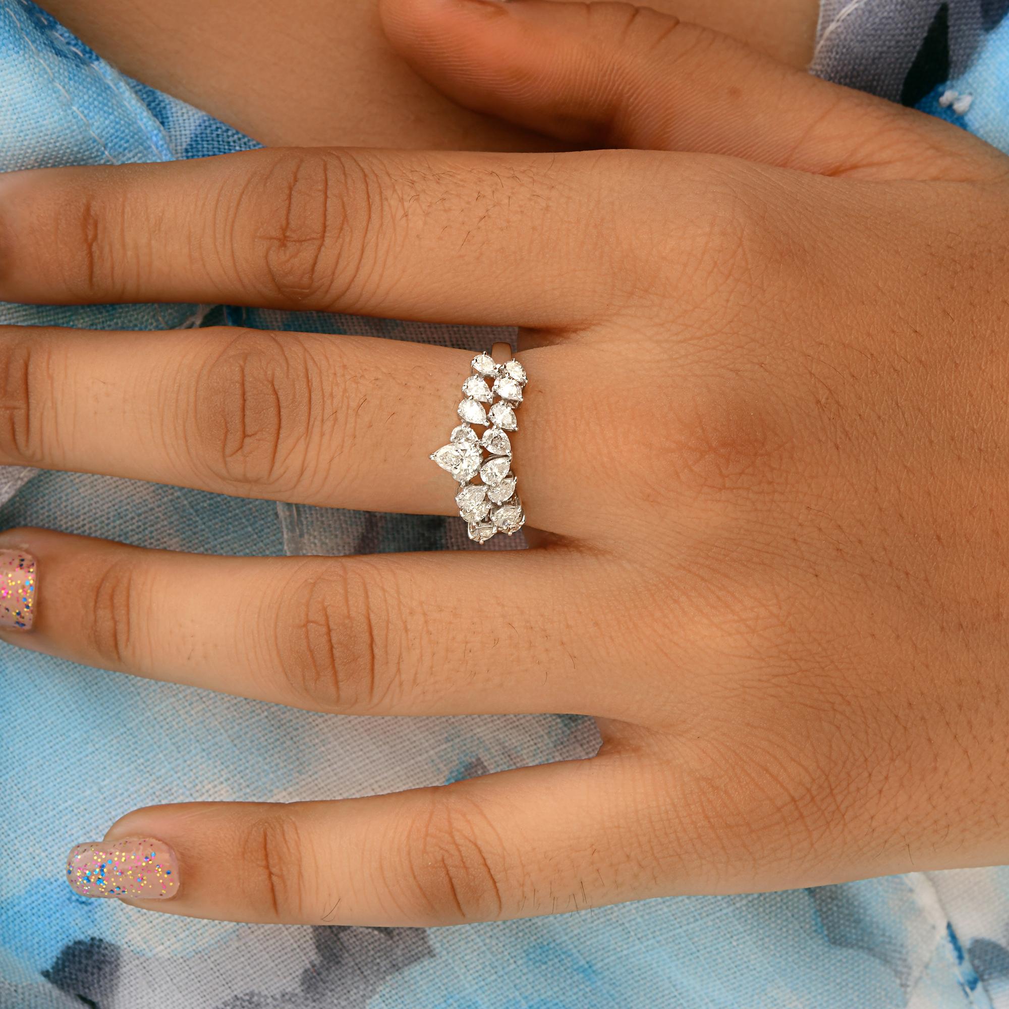 For Sale:  Certified 1.45 Carat SI/H Diamond 14k White Gold Wide Band Ring Fine Jewelry 2