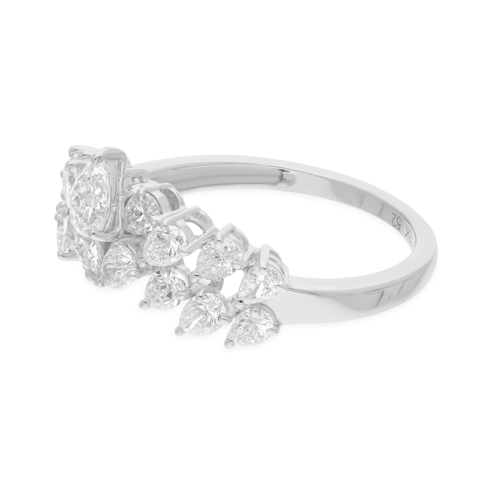 For Sale:  Certified 1.45 Carat SI/H Diamond 14k White Gold Wide Band Ring Fine Jewelry 4