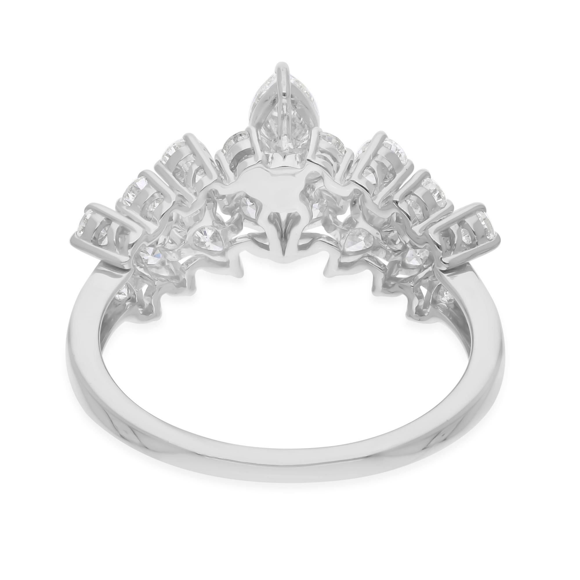 For Sale:  Certified 1.45 Carat SI/H Diamond 14k White Gold Wide Band Ring Fine Jewelry 5