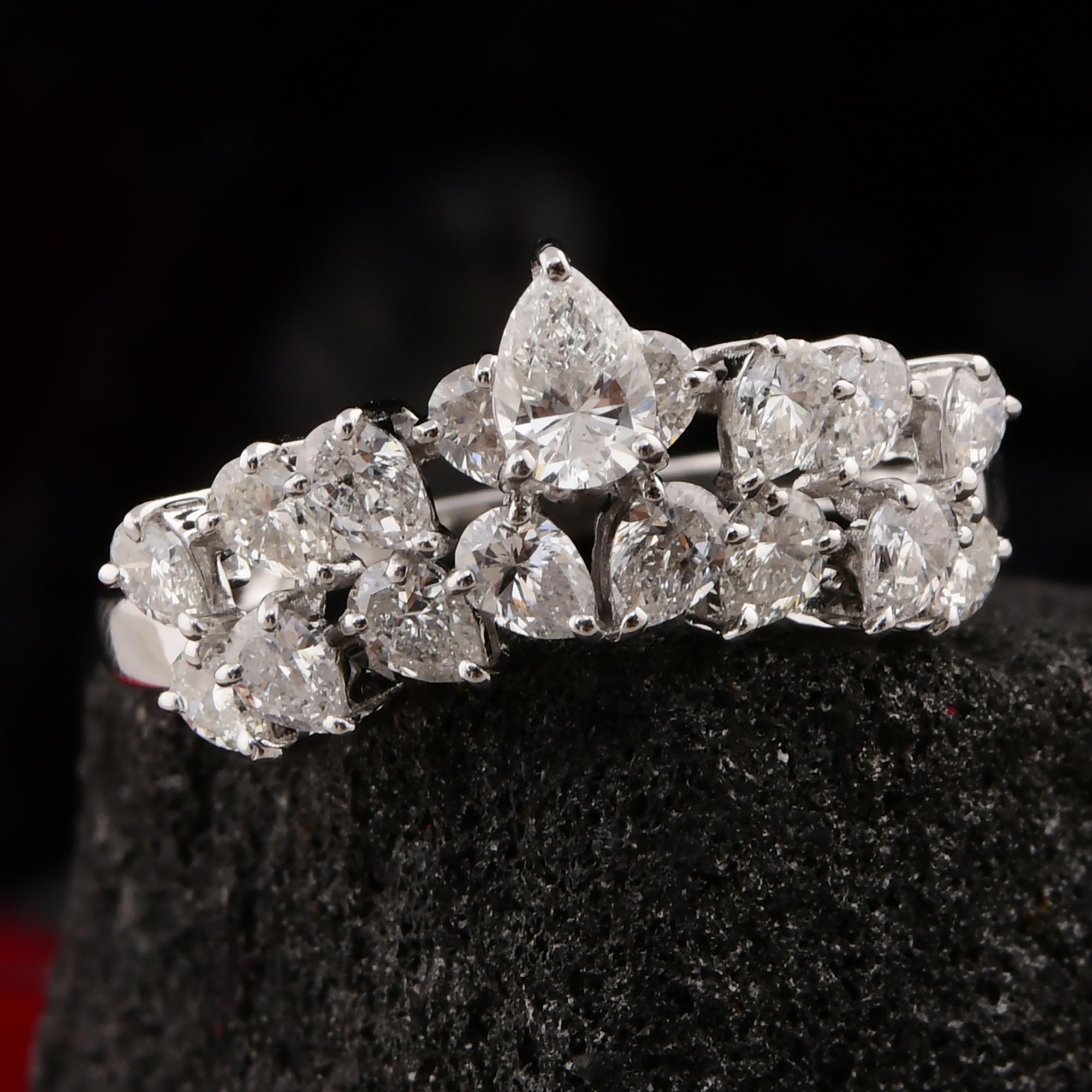 For Sale:  Certified 1.45 Carat SI/H Diamond 14k White Gold Wide Band Ring Fine Jewelry 6