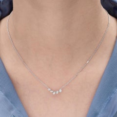 Certified SI/H Natural Diamond Minimalist Chain Necklace 18 Karat White Gold