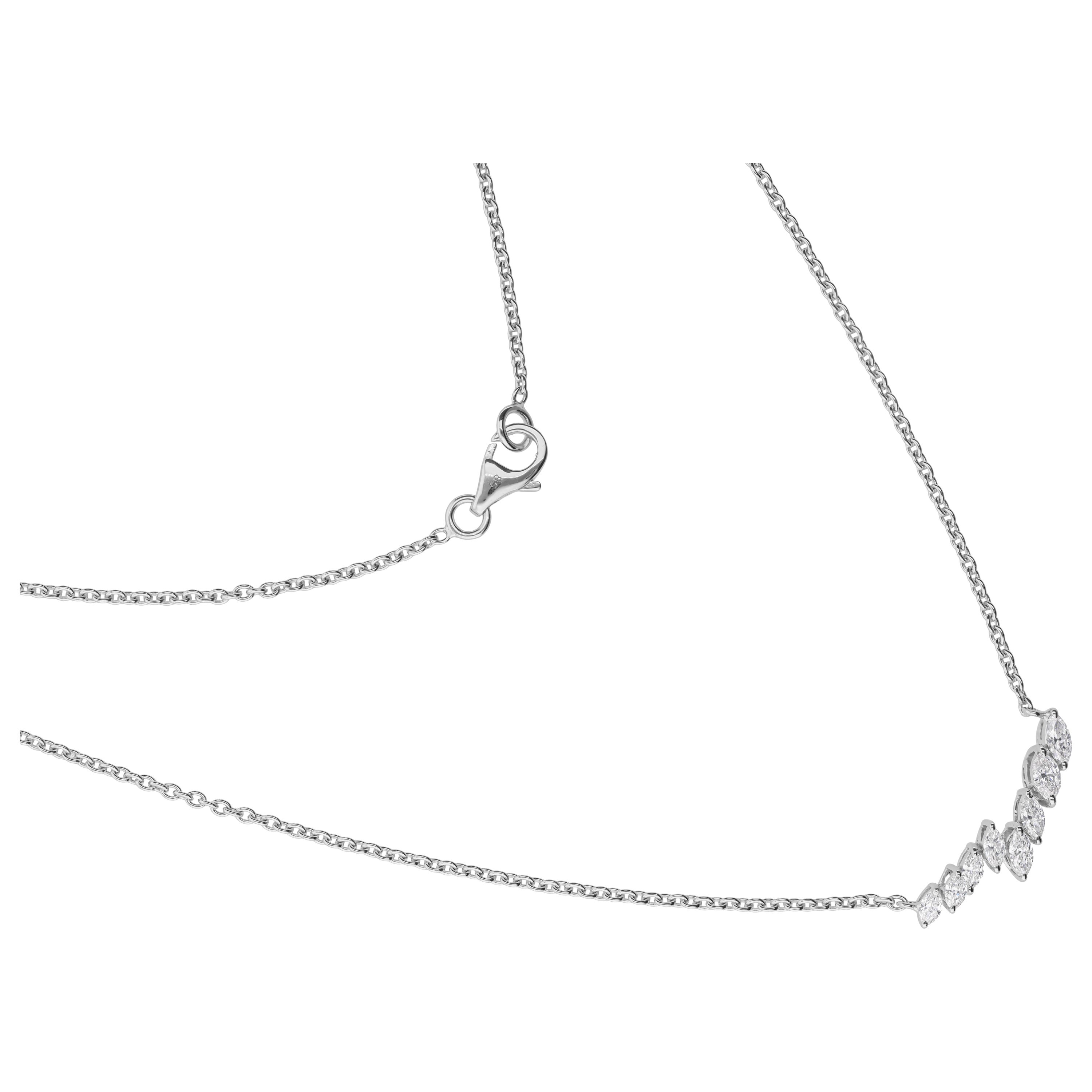 Collar de cadena con colgante de diamantes certificados SI/HI para todos los días Oro blanco 14k