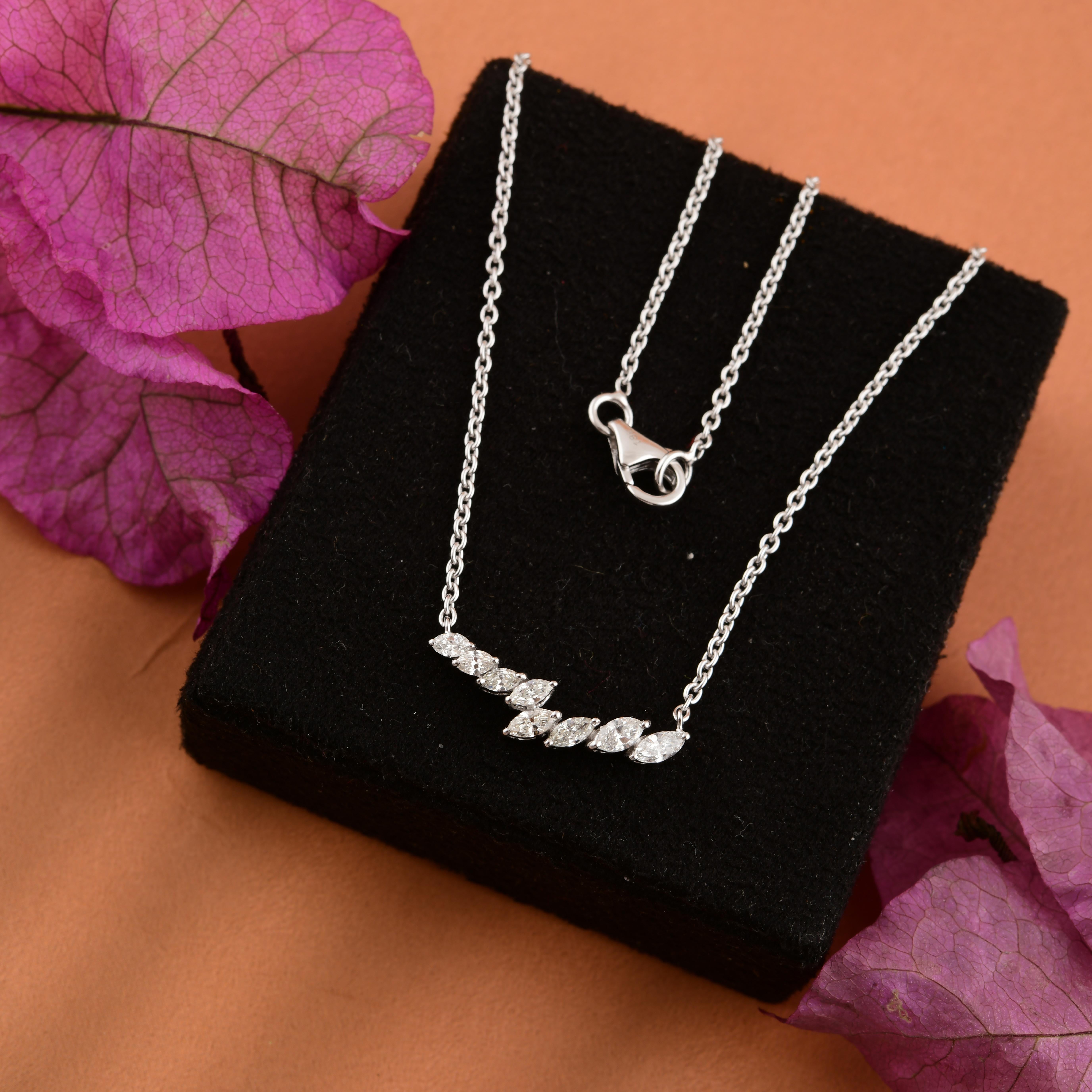 Zertifizierter SI/HI-Diamant Everyday Anhänger Kette Halskette 18k Weißgold (Modernistisch) im Angebot