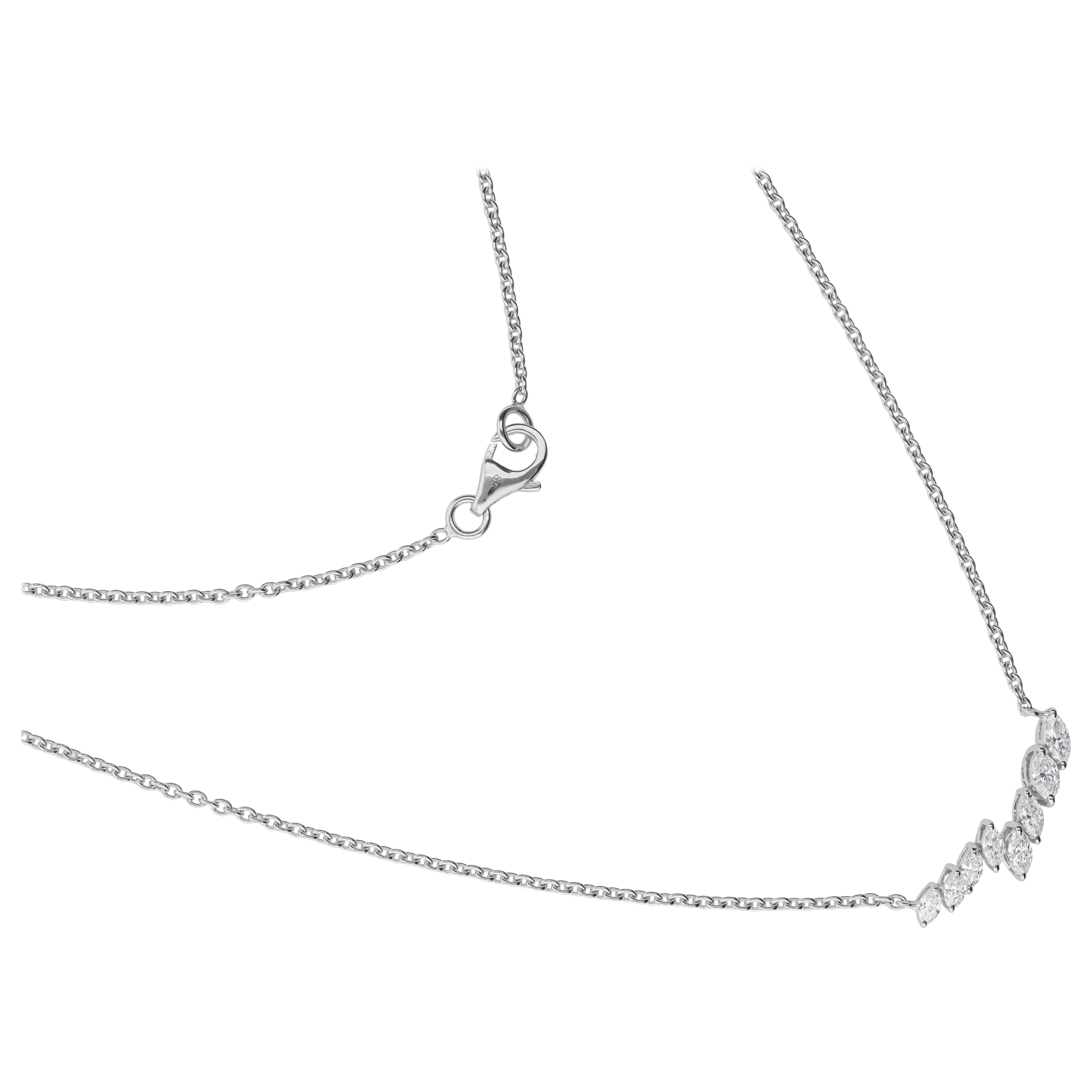 Collar de cadena con colgante de diamantes certificados SI/HI para todos los días Oro blanco 18k en venta