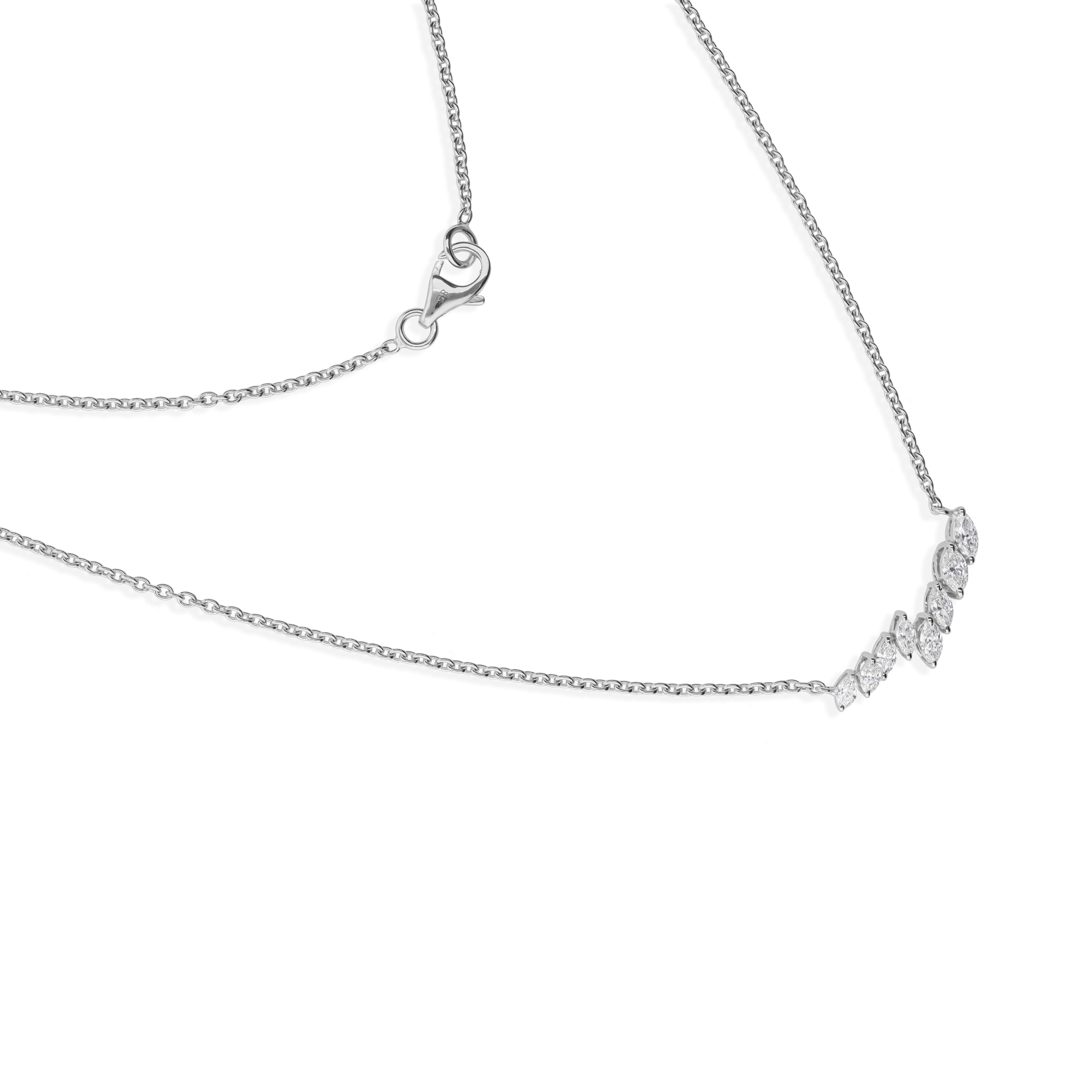 Zertifizierter SI/HI-Diamant Everyday Anhänger Kette Halskette 18k Weißgold im Angebot