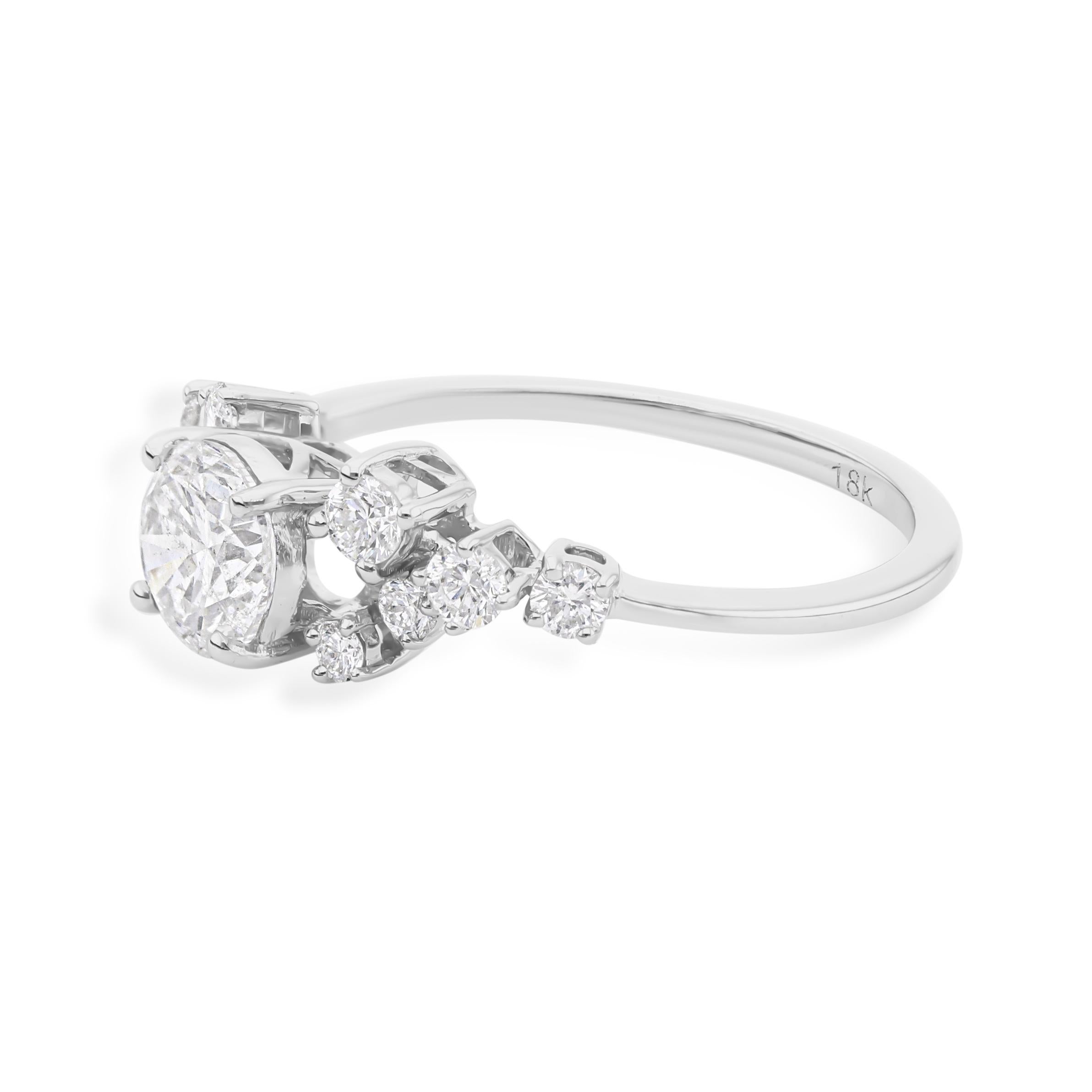 in vendita:  Anello a grappolo con diamanti naturali di qualità SI/HI certificati in oro bianco massiccio 18 carati 11