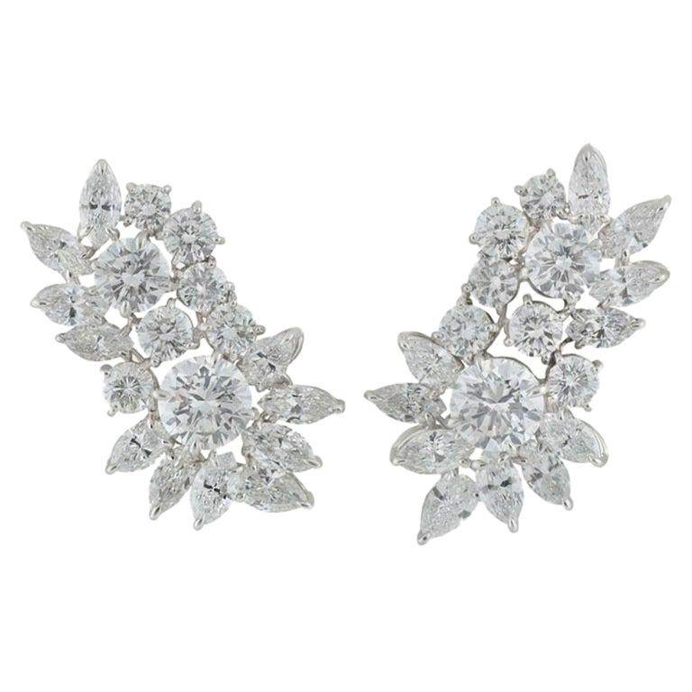 zertifizierte markante Diamant-Cluster-Ohrringe, 20 Karat, Farbe D im Angebot