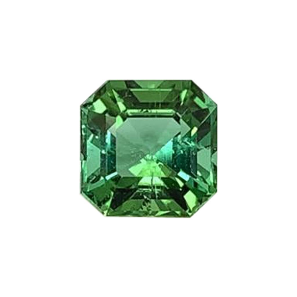 Certified Square Emerald Cut 4.30 Carat Natural Green Tourmaline For Sale