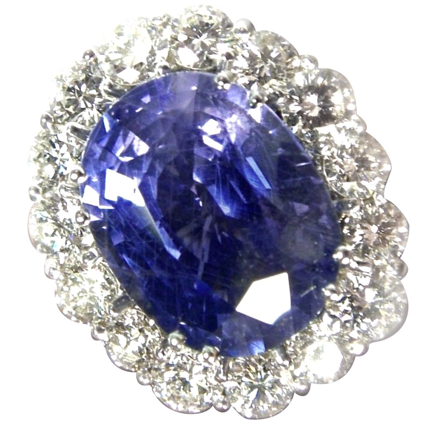 Saphir bleu de Ceylan non chauffé 13,12 carats, pierre précieuse non sertie, coussin certifié en vente 5