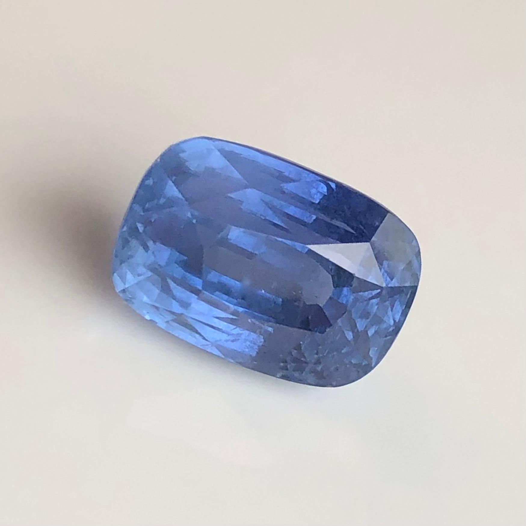 Unheated 13.12 Carat Ceylon Blue Sapphire, Loose Gemstone, Certified
Certified 13.12 Carats Blue Sapphire from Sri Lanka (Ceylon) 
Gemstone:	Natural Sapphire
Carat Weight:	13.12 Carats
Measurements:  13.88 x 9.51 x 9.37mm 	
Shape: Antique Cushion