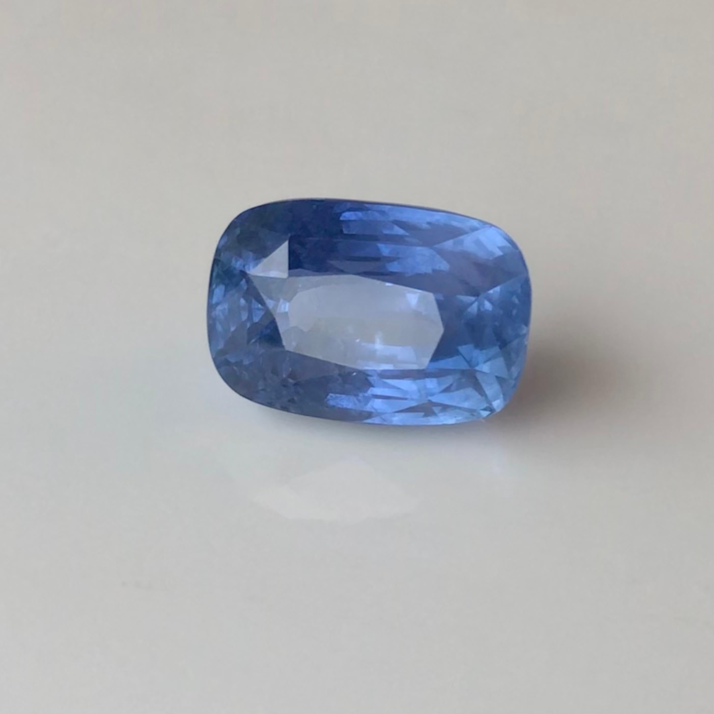 Contemporary Unheated 13.12 Carat Ceylon Blue Sapphire, Loose Gemstone, Certified Cushion For Sale