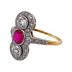 Certified SSEF Burma No Heat Ruby and Platinum Diamond Ring