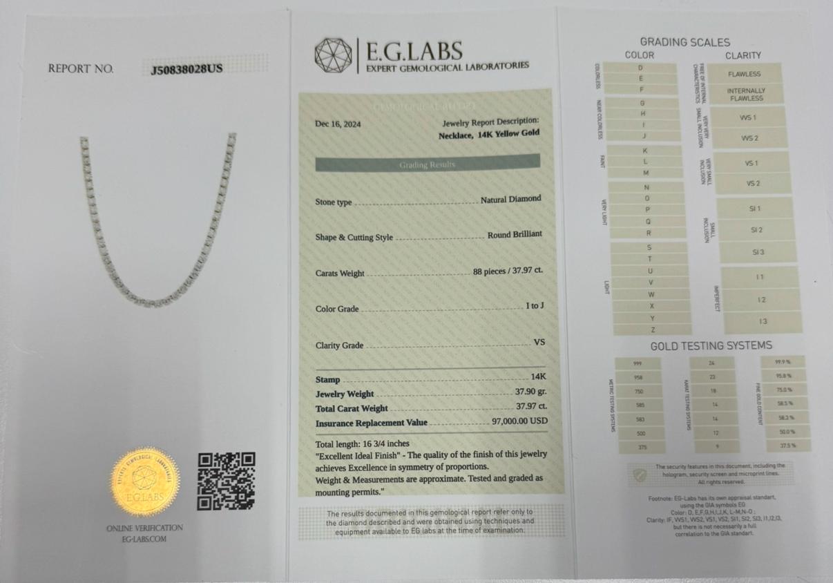 Collana di diamanti da 0,43 carati per ogni pietra in vendita 3