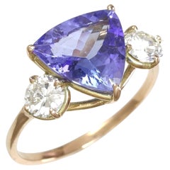 Bague certifiée en Tanzanite et Diamant - Cadeau parfait pour elle - Bague de fiançailles