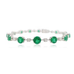 Bracciale Tennis certificato con smeraldi colombiani e diamanti bianchi in oro 18 carati