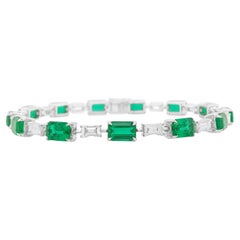 Pulsera de Tenis Certificada con Esmeraldas Colombianas y Diamantes Blancos Oro de 18 K