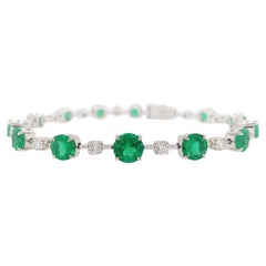 Pulsera de Tenis Certificada con Esmeraldas Colombianas y Diamantes Blancos Oro de 18 K