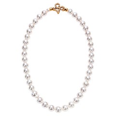 Collana con filo di perle coltivate Akoya Tennyo certificate, 9-9,5 mm