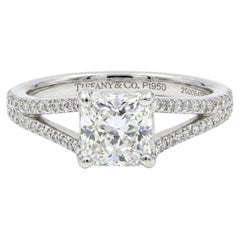 Certified Tiffany & Co. 1 Carat F VVS1 Lucida Diamond Platinum Engagement Ring