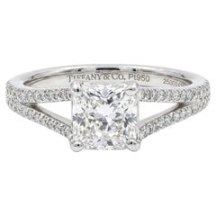 Certified Tiffany & Co. 1 Carat F VVS1 Lucida Diamond Platinum Engagement Ring