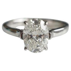 Certified Tiffany & Co. 2 Carat G VVS2 Oval Brilliant Diamond Platinum Ring