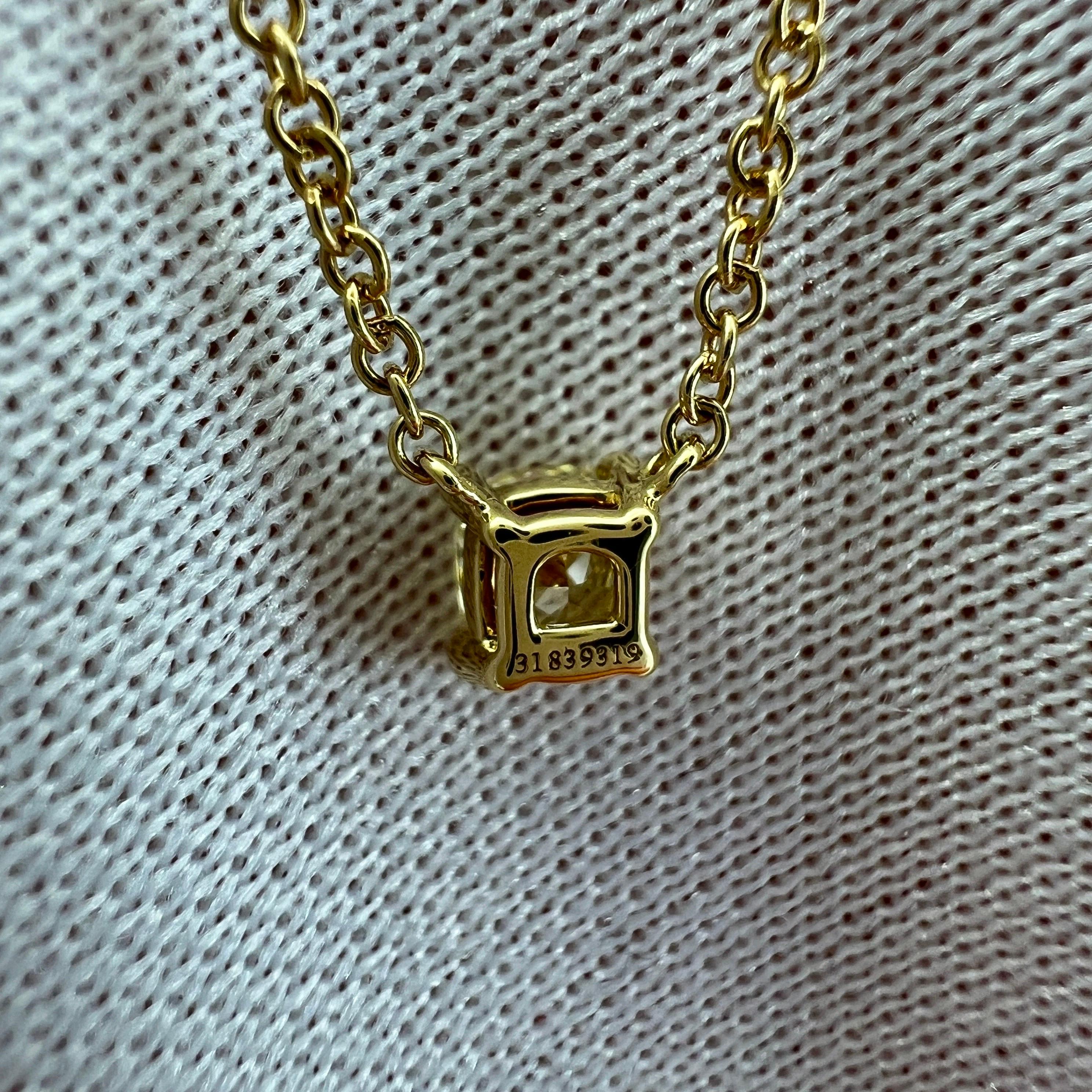 Certified Tiffany & Co. Fancy Yellow Diamond 18k Gold Solitaire Pendant Necklace 3