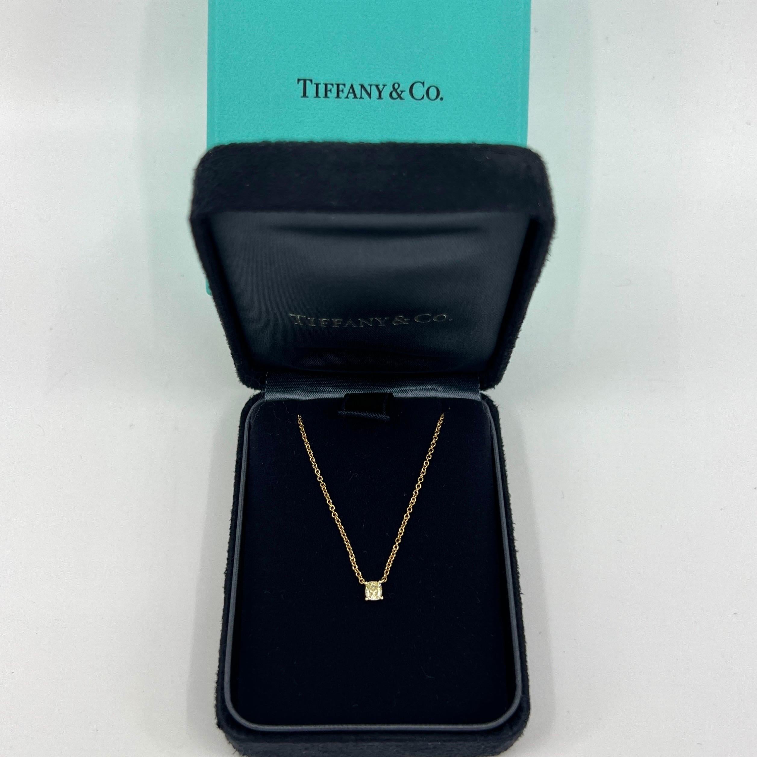 Certified Tiffany & Co. Fancy Yellow Diamond 18k Gold Solitaire Pendant Necklace 4