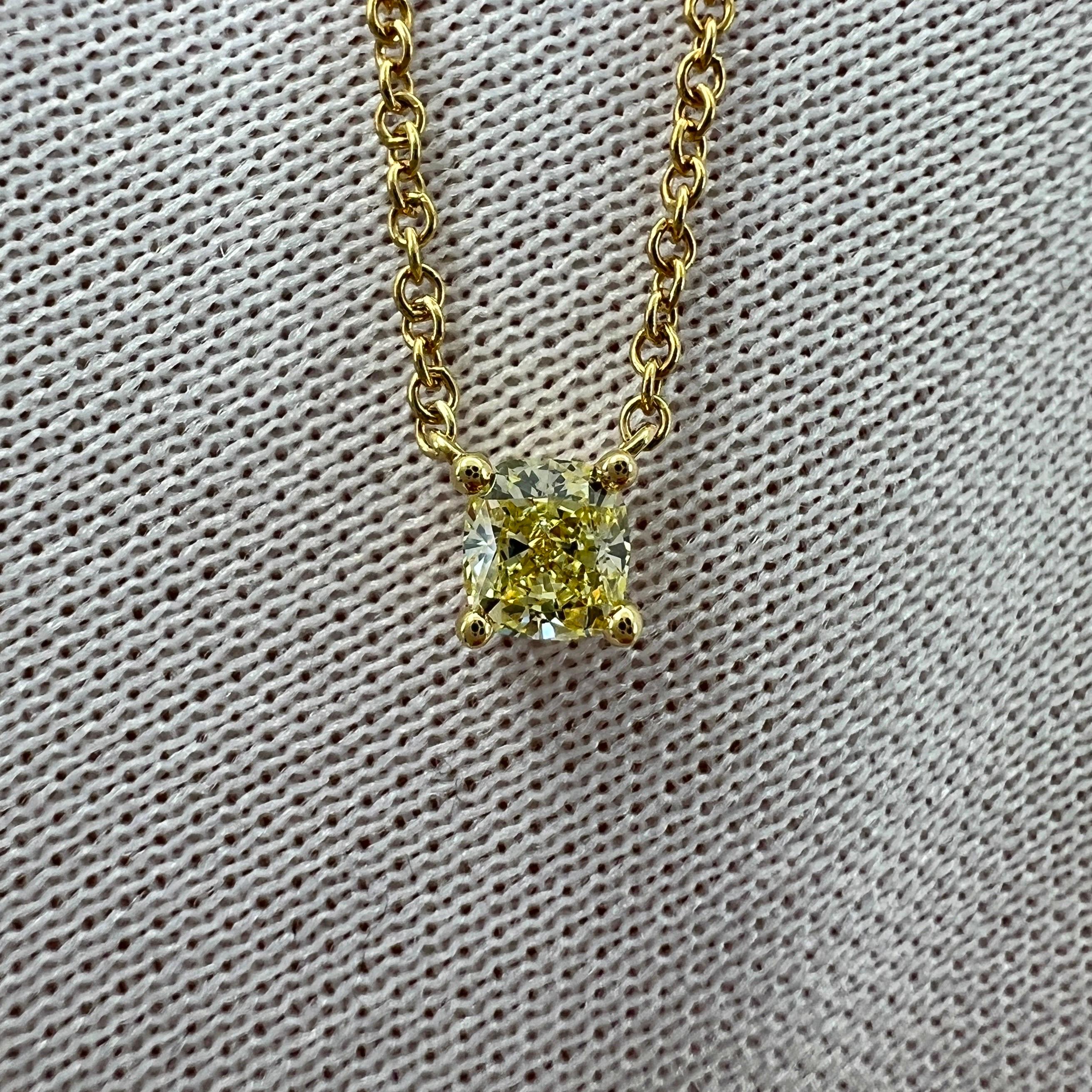 Certified Tiffany & Co. Fancy Yellow Diamond 18k Gold Solitaire Pendant Necklace 5