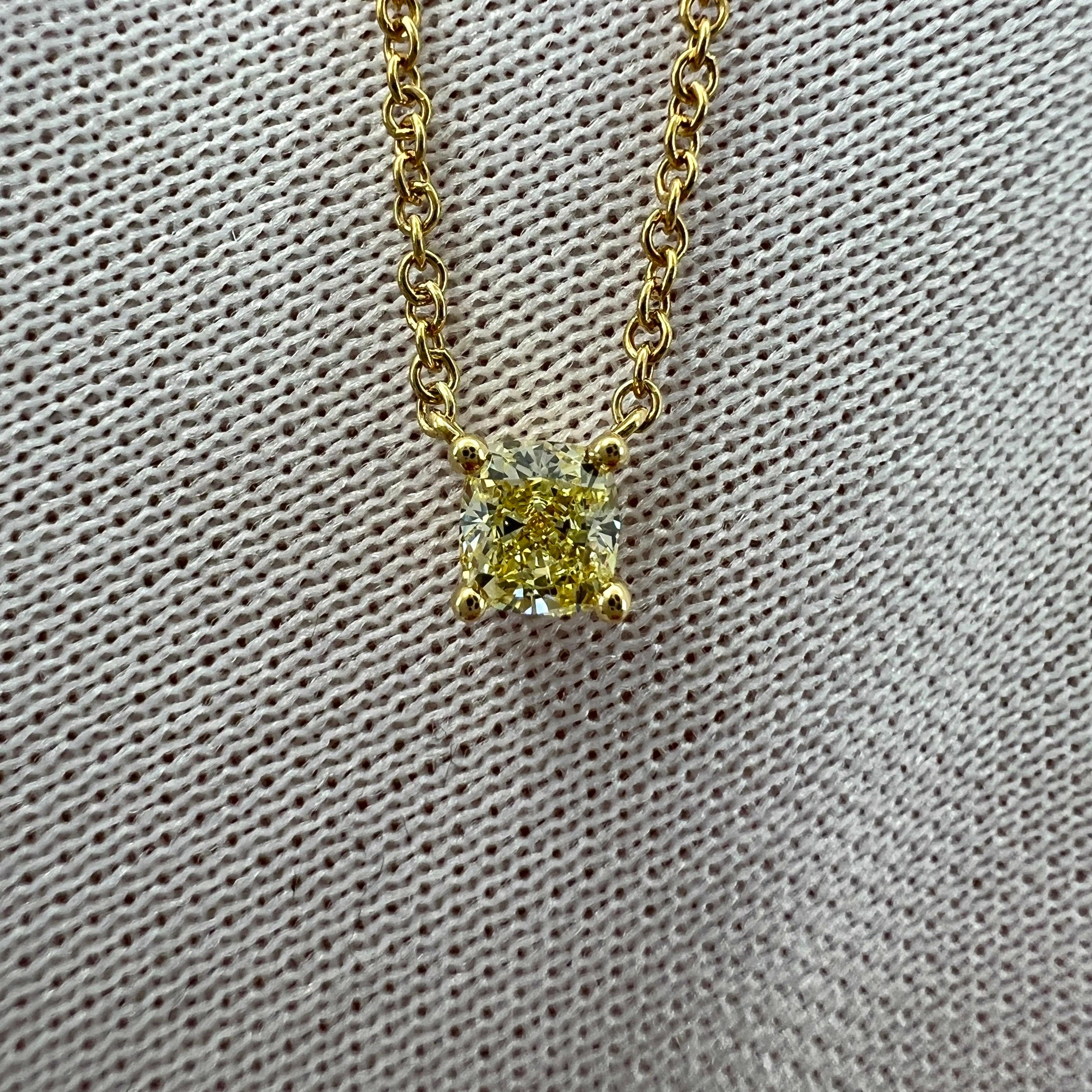 Women's Certified Tiffany & Co. Fancy Yellow Diamond 18k Gold Solitaire Pendant Necklace