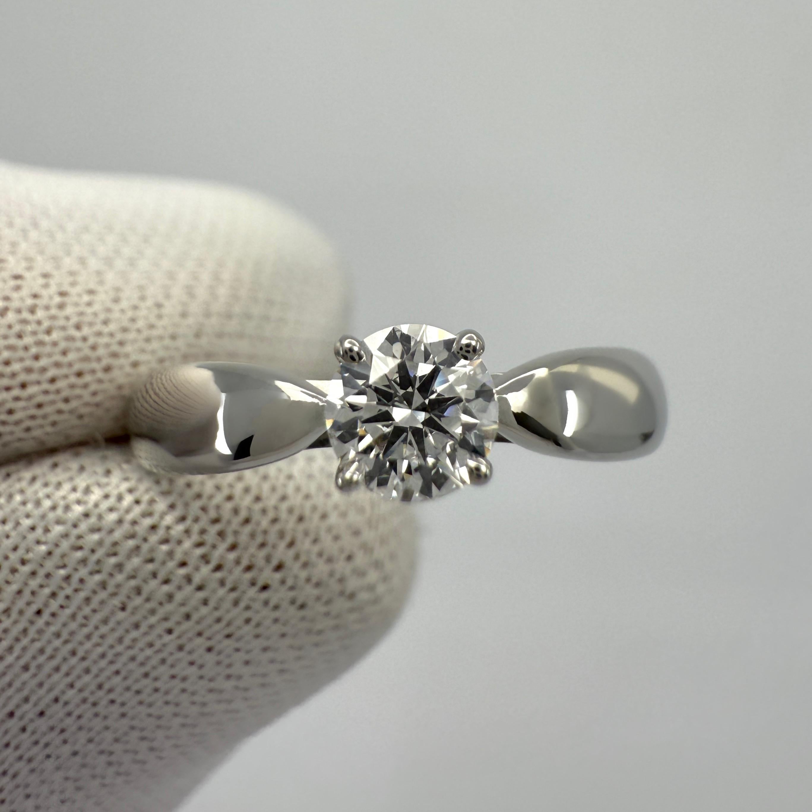 Certified Tiffany & Co Round Cut Diamond 0.25ct H VVS1 Platinum Solitaire Ring For Sale 4