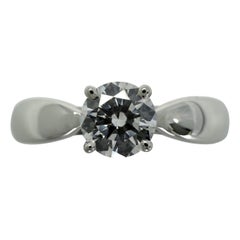 Certified Tiffany & Co Round Cut Diamond 0.25ct H VVS1 Platinum Solitaire Ring