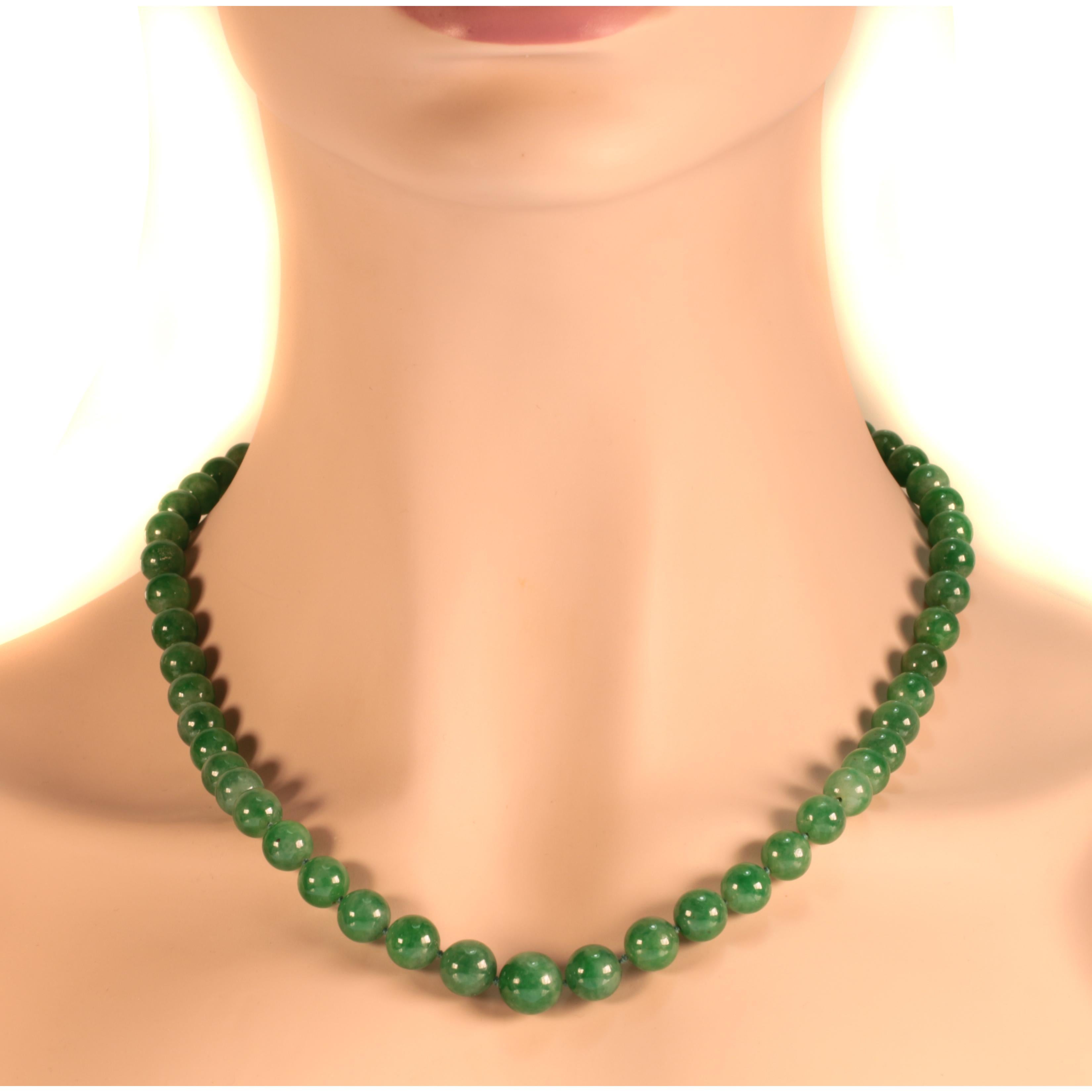 Certified Top Quality Natural A-Jadeite Necklace of 53 Beads '67.51 Grams' For Sale 5