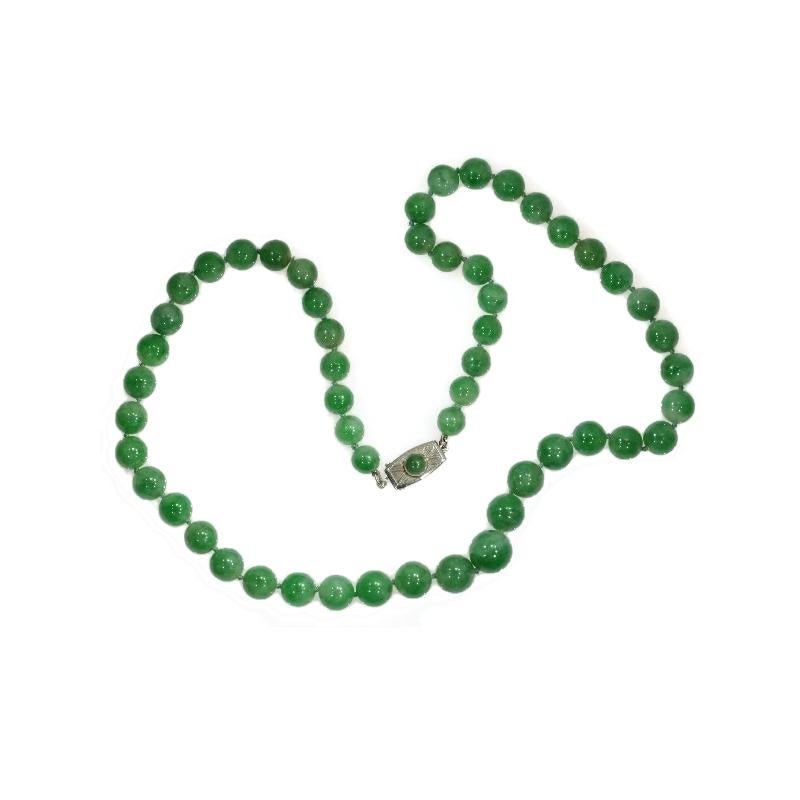 Women's or Men's Certified Top Quality Natural A-Jadeite Necklace of 53 Beads '67.51 Grams' For Sale